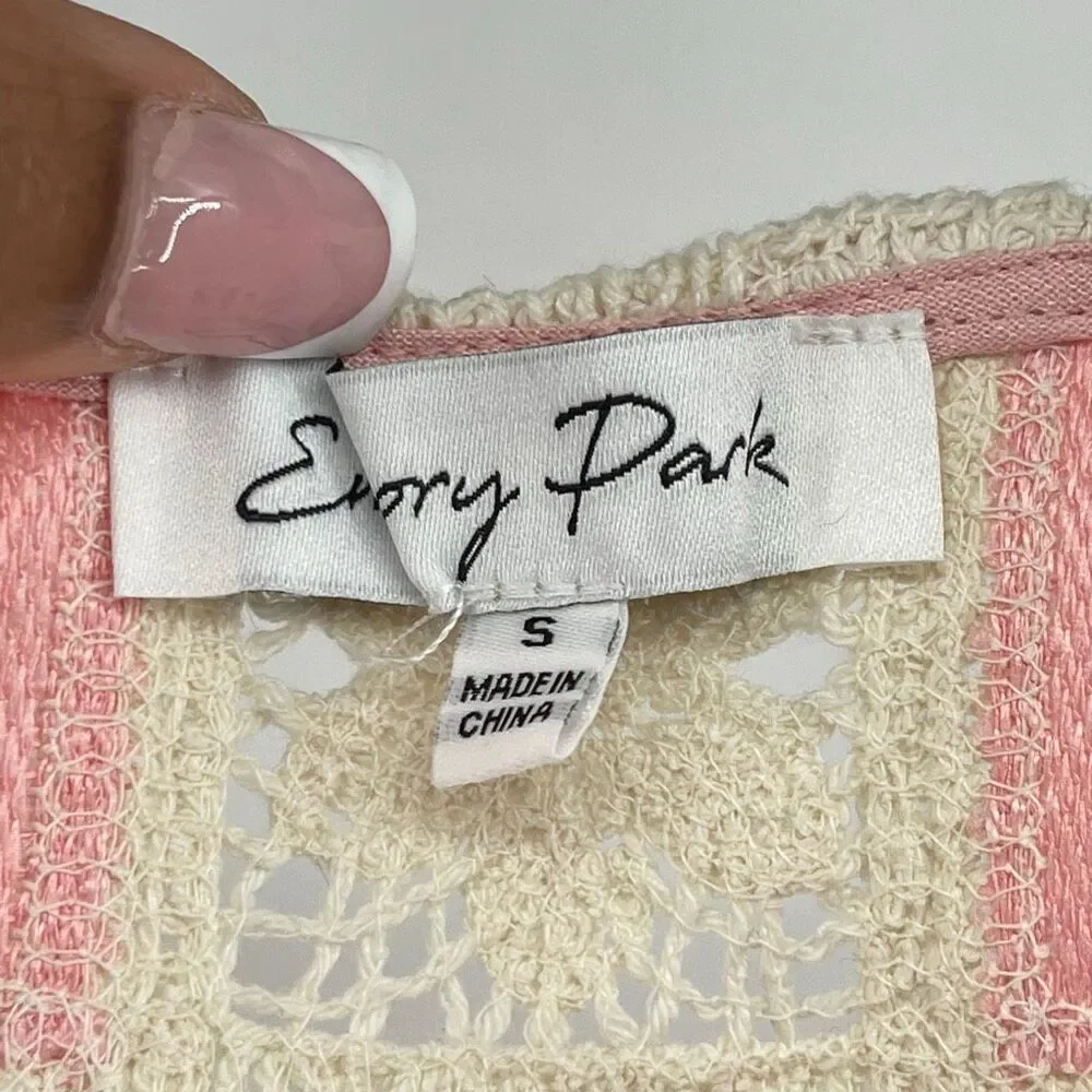 Emory Park Crochet Lace Tie Front Vest Small Pink Boho Festival Cottagecore - Picture 6 of 12